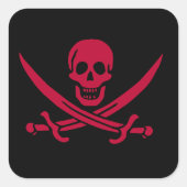 クリムゾンスカル&ソウズカリコジャックの海賊旗 スクエアシール (正面)