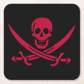 クリムゾンスカル&ソウズカリコジャックの海賊旗 スクエアペーパーコースター (正面)