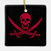 クリムゾンスカル&ソウズカリコジャックの海賊旗 セラミックオーナメント (正面)