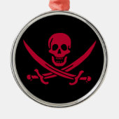 クリムゾンスカル&ソウズカリコジャックの海賊旗 メタルオーナメント (正面)
