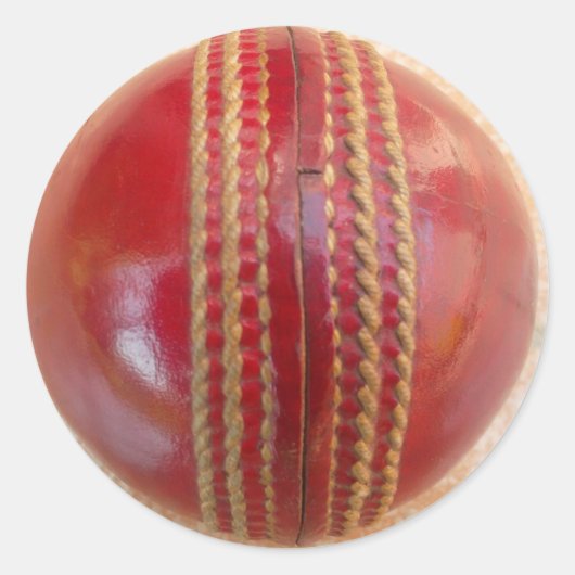 クリムゾンステッチの焦点:クリケットのハートのクローズアップ ラウンドシール (正面)