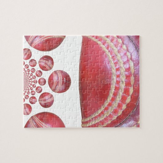 クリムゾンスピン – 美しい赤いクリケットボールアルティ ジグソーパズル (横)