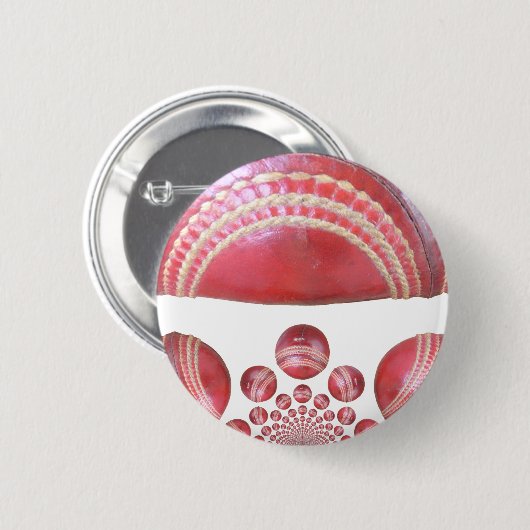 クリムゾンスピン – 美しい赤いクリケットボールアルティ 缶バッジ (正面&裏面)
