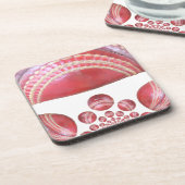 クリムゾンスピン - 美しい赤いクリケットボールアーティ コースター (左側)