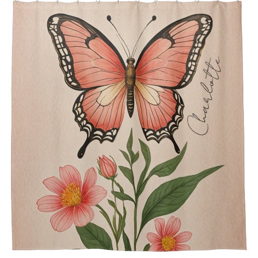 クリムゾンセレナーデパーソナライズされた シャワーカーテン (正面)