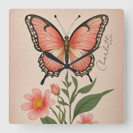 クリムゾンセレナーデパーソナライズされた スクエア壁時計