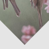 "クリムゾントリオ：ピンクの開花の中の赤いフィンチ" 薄葉紙 (詳細)