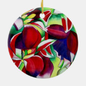 クリムゾントロピカルシンガポールのフラワーアート セラミックオーナメント (裏面)