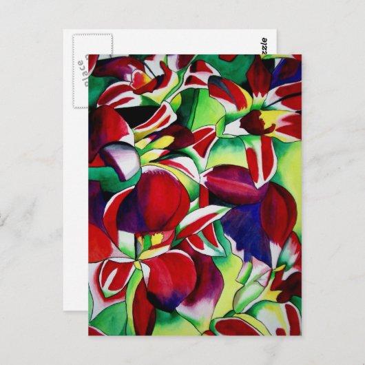 クリムゾントロピカルシンガポールのフラワーアート ポストカード (正面/裏面)
