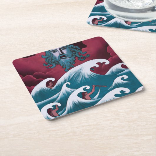 クリムゾンネプチューンオイル塗装 スクエアペーパーコースター (アングル)