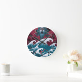 クリムゾンネプチューンオイル塗装 ラウンド壁時計 (ホーム)
