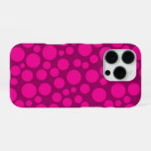クリムゾンピンク水玉模様 iPhoneケース (裏面横)