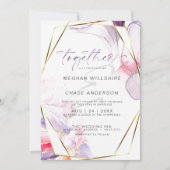 クリムゾンピンク薄紫流体アルコールインクウォーターカラー 招待状 (正面)