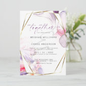 クリムゾンピンク薄紫流体アルコールインクウォーターカラー 招待状 (スタンド正面)