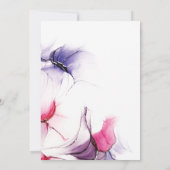 クリムゾンピンク薄紫流体アルコールインクウォーターカラー 招待状 (裏面)