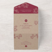 クリムゾンピーチ/プラムフラップクラフト中国の結婚ズ オールインワン招待状 (外側)