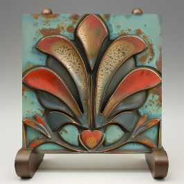 クリムゾンフレア – ミッドセンチュリーモダンセラミックタイル タイル