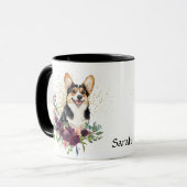 クリムゾンフローラブーケカルディガンウェルシュコーギードッグ マグカップ (正面左)