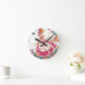 クリムゾンブルーム ラウンド壁時計 (ホーム)