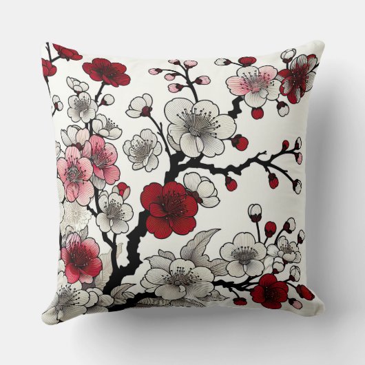 クリムゾンブロッサム日本のエレガンスインスパイア-フローラ クッション (裏面)