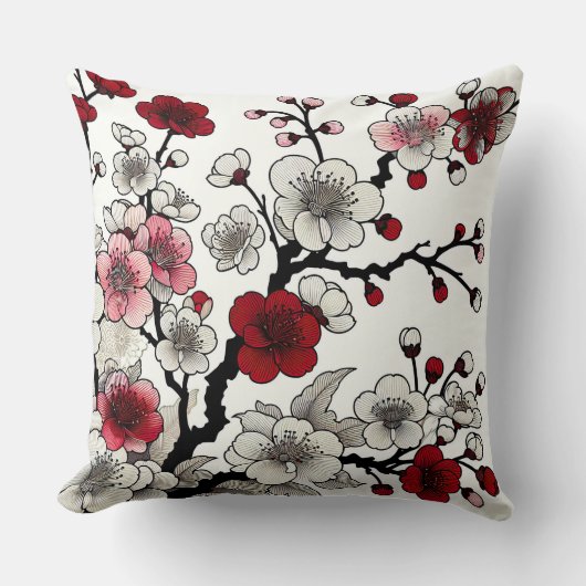 クリムゾンブロッサム日本のエレガンスインスパイア-フローラ クッション (正面)
