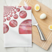 クリムゾンボルテックス：美しい赤クリケットボールアート キッチンタオル (四つ折り)