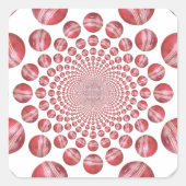 クリムゾンボルテックス:美しい赤クリケットボールアート スクエアシール (正面)