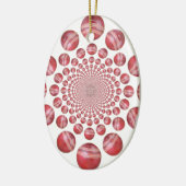 クリムゾンボルテックス：美しい赤クリケットボールアート セラミックオーナメント (左)