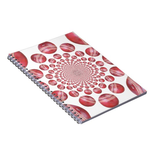 クリムゾンボルテックス:美しい赤クリケットボールアート ノートブック (右側)