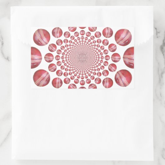 クリムゾンボルテックス:美しい赤クリケットボールアート 長方形シール (バッグ)