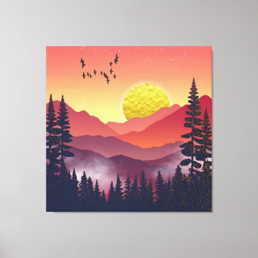 クリムゾンマウンテンランドスケープ キャンバスプリント (正面)