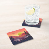 クリムゾンマウンテンランドスケープ スクエアペーパーコースター (インサイチュ)