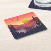 クリムゾンマウンテンランドスケープ スクエアペーパーコースター (アングル)