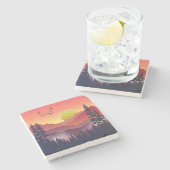 クリムゾンマウンテンランドスケープ ストーンコースター (横)