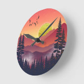 クリムゾンマウンテンランドスケープ ラウンド壁時計 (傾斜)
