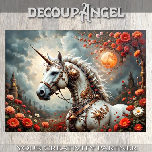 クリムゾンムーンスティームパンクユニコーンデクページ 薄葉紙