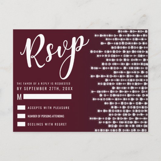 クリムゾンレッドぶら下がったのダイヤモンドライトRSVP ポストカード (正面)