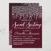 クリムゾンレッドぶら下がったズのダイヤモンドライトスウィート16 招待状 (正面/裏面)