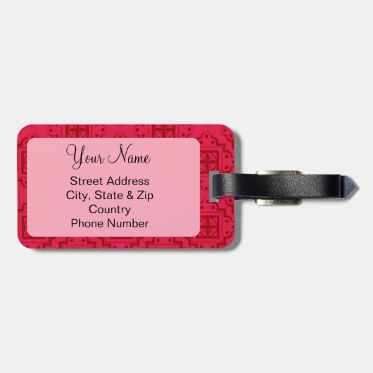 クリムゾンレッドアラベスクモロッコグラフィック ラゲッジタグ (裏面横)