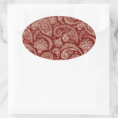 クリムゾンレッドアンドベージュクレメヴィンテージペイズリー 楕円形シール (バッグ)