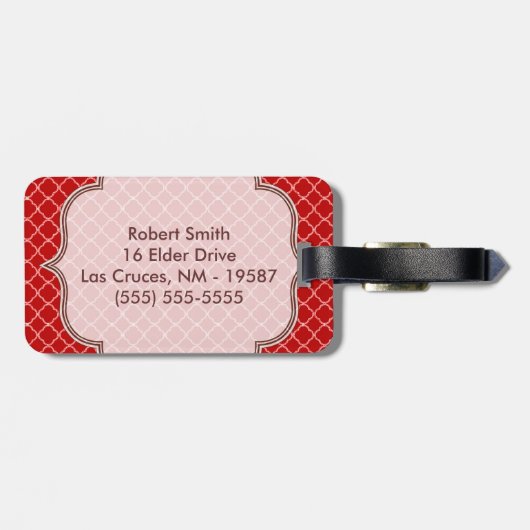 クリムゾンレッドクォーターフォイルラティモノグラムラゲッジタグ ラゲッジタグ (裏面横)