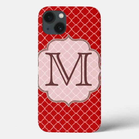 クリムゾンレッドクォーターフォイルラティモノグラムIPADケース Case-Mate iPhoneケース (裏面)