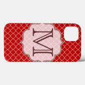 クリムゾンレッドクォーターフォイルラティモノグラムIPADケース Case-Mate iPhoneケース (裏面 (横))