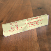 クリムゾンレッドクラシックラグジュアリースポーツカーロゴの金ゴールド デスクネームプレート (側面)