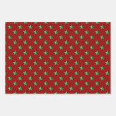 クリムゾンレッドシルバーグリーンターコイズブルースターズ ラッピングペーパーシート (正面2)