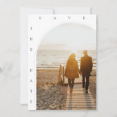 クリムゾンレッドシンプルホワイト結婚フォト セーブザデート (裏面)