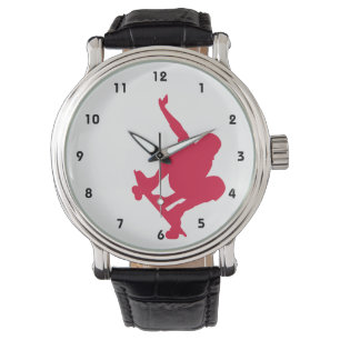 クリムゾンレッドスケートボード 腕時計