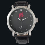 クリムゾンレッドピセス 腕時計<br><div class="desc">黒クールお洒落と濃い灰色の灰色のテクスチャの背景にクリムゾンレッドピセス魚。魚は魚座に由来する〔占星術の〕十二宮図のシンボルである。魚座は〔占星術の〕十二宮図の12のシンボルや象徴の一つで、占星術を使用する占星術の型枠である時計占いに使用される。名前または文字を追加してカスタマイズするこのアイテムで使用されているイメージはライセンスを受け、©グラフィックスFactory.com</div>
