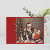 クリムゾンレッドフォトファミリークリスマスホリデーカード シーズンカード (スタンド正面)