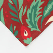 クリムゾンレッドフォークアートクリスマス フリースブランケット (角)